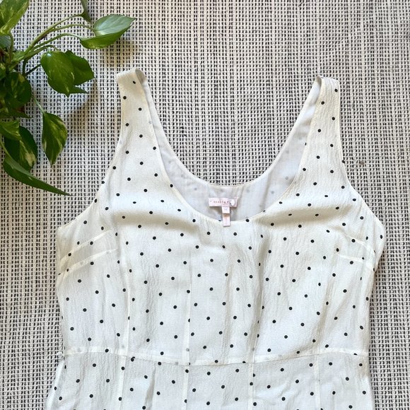 Rebecca Taylor Ivory Black Polka Dot 100% Silk A-line Midi Dress - Picture 5 of 8